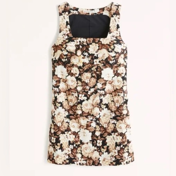 Abercrombie & Fitch Dresses & Skirts - Abercrombie and Fitch Linen-Blend Wide Strap Brown Floral Shift Dress nwot SZ MT